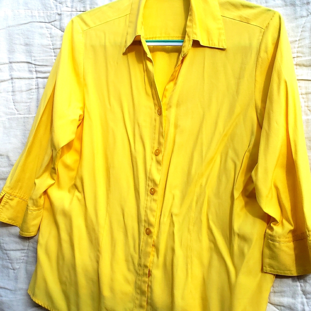 JOANNA Yellow Long Sleeve Button Down Top